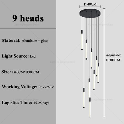 Modern Lighting Long Staircase Pendant Light Ceiling Chandelier hanging lights Stair Chandelier