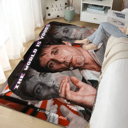 Stylish Movie Scarface Design Floor Mat Sofa Chairs Area Carpet for Living Room Decor Bedroom Non-Slip Bedside Soft Rug Doormat