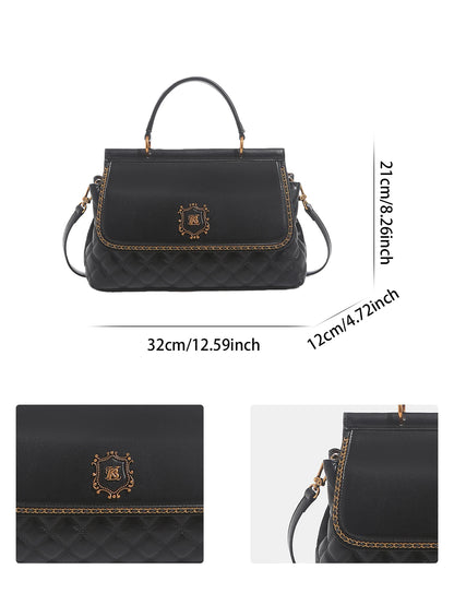 2026 Niche Design Fashion Luxury Ladies Handbag Commuter Large-Capacity Multi-Functional Double Bread Rhombic Embroidery Thread