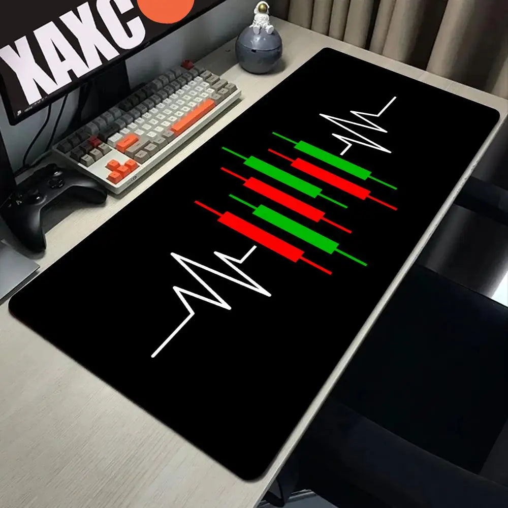 Computer Mouse Mat Stock Market Candle Chart Gaming Mouse Pad Gamer Locking Edge Computer Mousepad Game HD Print Keyboard Pads