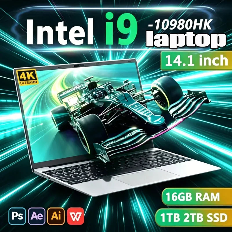2026 I9 Windows 11 Laptop Intel CORE I9-10980HK Notebook 14.1 Inch 16GB RAM 1TB 2TB SSD 1920*1080HD Gaming Laptops Pc Gamer