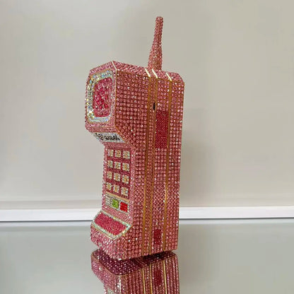 XIYUAN 2025 Cellphone Shaped Crystals Evening Bags Women Gorgeous Bling Rhinestones Clutches Classy Handbags Wedding Party Purse