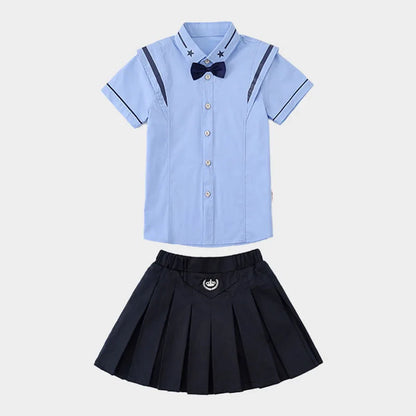 Summer School Uniform Children's Kindergarten Costume Kids Boys Academic Style Sportswear Girls Vintage Two Piece Set Clothing