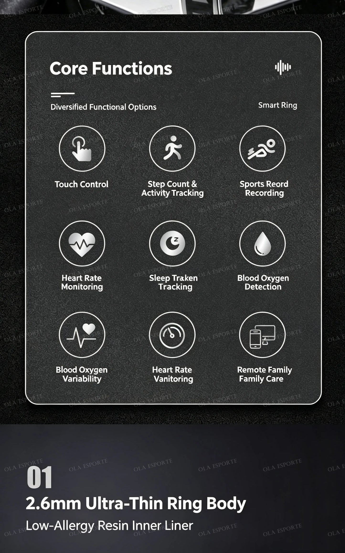 Smart Ring Video Controls,Sswipe up/down to turn pages,Music controls,Heart Rate Blood Oxygen Monitor,5ATM Waterproof Rings 2026