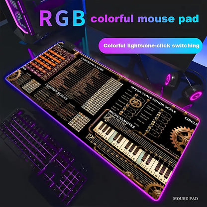 RGB LED Music Theory Mouse Pad Shortcut Keys Mouse Pad Desk Mat Cheat Sheet HYBXAXC  Users Anti Slip Software Engineers Desk Pad