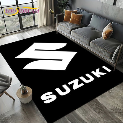 2025 Racing Car S-SUZUKI Logo Motorcycle Carpet Rug for Bedroom Living Room Home Sofa Decoration,kids Play Decor Floor Mat Gift