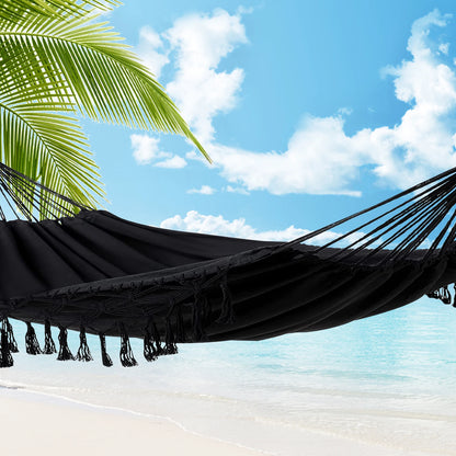 Macrame Fringe Hammock Boho Balcony Hammock Handmade Tassels Hammock 2 Person Double Hammock for Home Outdoor Backyard Beach