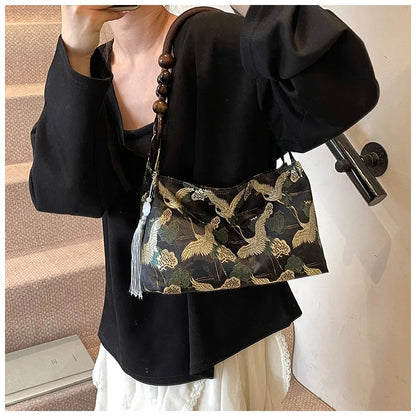 Shoulder Bags Tassel Decoration Embroidered National Style Hasp Sewing Thread 2026 Spring New Hot Sale Women's Handbags