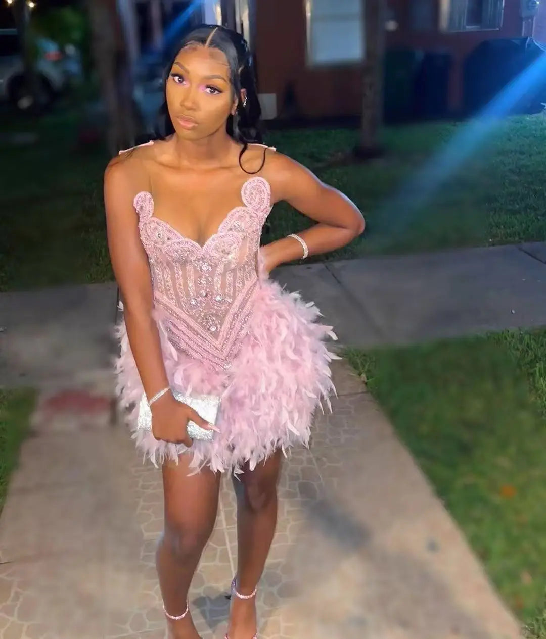 Glitter Gold Diamonds Prom Dress 2025 For Black Girls Glitter Bead Crystal Rhinestones Birthday Party Cocktail Senior Customized