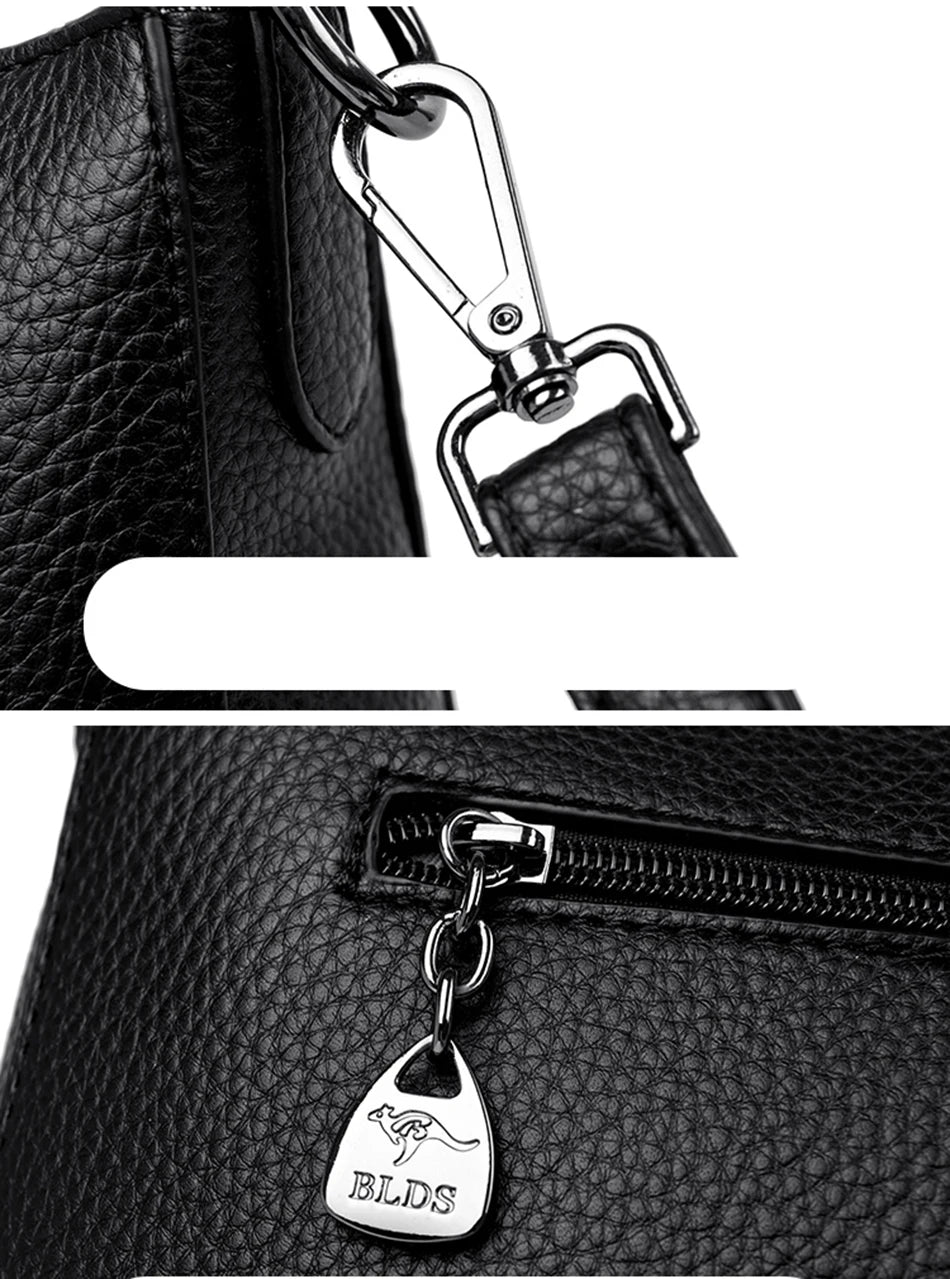 Women's Luxury Designer Top-Handle Bags Soft Leather Handbag Ladies Solid Color Shoulder Crossbody Bag Messenger Commuting Sac