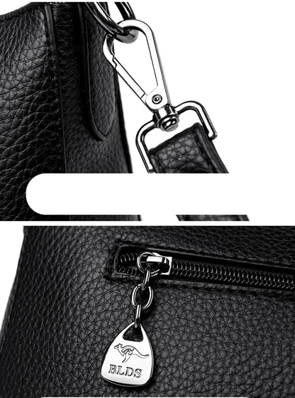 Women's Luxury Designer Top-Handle Bags Soft Leather Handbag Ladies Solid Color Shoulder Crossbody Bag Messenger Commuting Sac