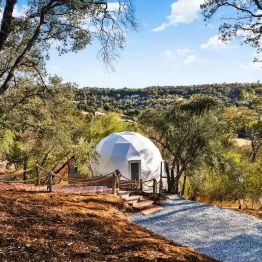PVC Geodesic Dome Tent, Waterproof Windproof Snow Resistant Luxury Glamping Tent for Resort Hotel Outdoor Party Event Shelter
