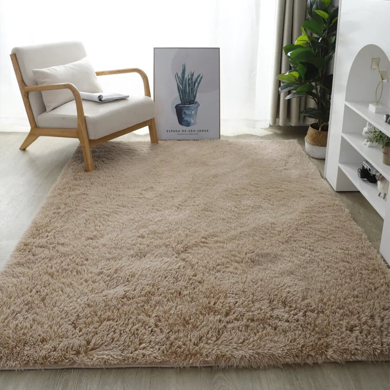Bubble Kiss-Fluffy Orange Plush Carpets and Rugs for Home Living Room, Thick Plush Rug, Shaggy Golden Velvet Floor Mat