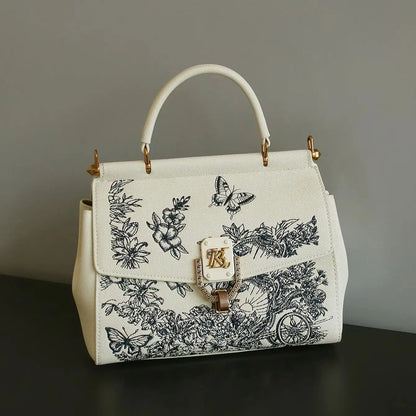 New fashion 2026 luxury handbag high quality niche design high sense embroidery western style small square bag with double-sided