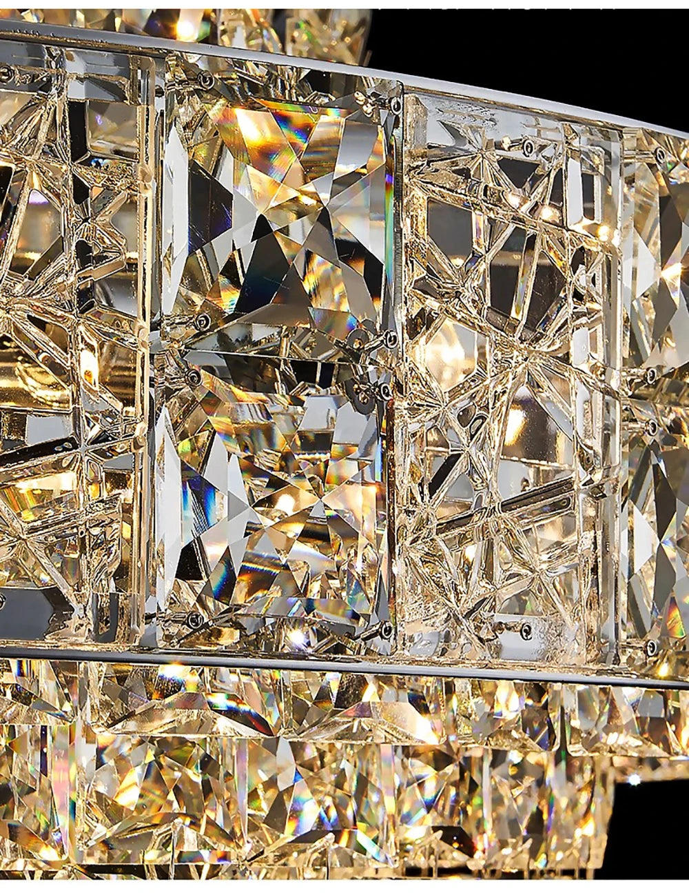 Luxury Glittering Crystal Long Pendant Lights Modern Lustres LED Oval Hanging Lamps for Ceiling Home Decor for Dining Room