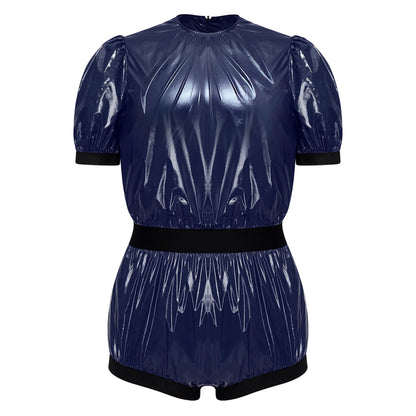Men Women Waterproof Glossy Bodysuit Leak-proof Washable Diaper Cover Elderly Bedridden Special Needs Adaptive Jumpsuit Swimwear