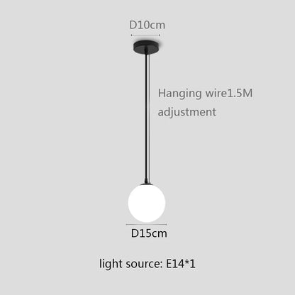 Gold/Black/silv Glass Ball Pendant Lights White Globe Hanging Lamps Bar Restaurant Deco Luminaire Bedroom Light E27 Pendant Lamp