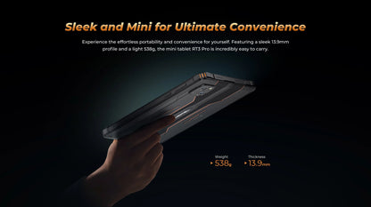 Oukitel RT3 PRO 5150mAh Battery 8"HD Display Tablet 13.9mm Ultra-Slim Profile IP68 &IP69K & MIL-STD-810H, 16(4+12)GB +128GB