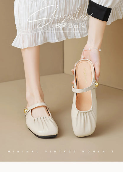 Women Closed Toe Mule Slippers Outdoor Wear Summer Silver One Strap Flat Beach Sandals Elegant Casual Daily Fashion Footwear