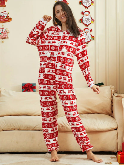 Winter Warm Snowflake Print Pyjamas Women Onesies Flannel Sleepwear Size XXL Hood Sets Pajamas For Women Adult