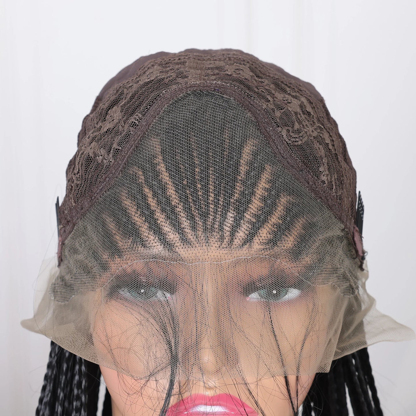 13X4 Lace Frontal Braiding Faux Locs Long Wig Goddess Twist Box Braided Synthetic Frontal Wigs For Black Women Bleached Knotless