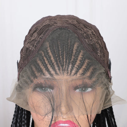 13X4 Lace Frontal Braiding Faux Locs Long Wig Goddess Twist Box Braided Synthetic Frontal Wigs For Black Women Bleached Knotless