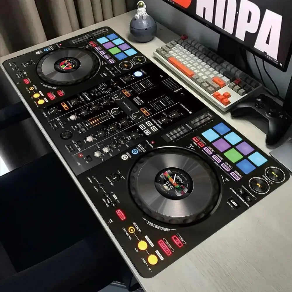 DJ Turntable Mixer Controller Music Pattern Print MousePad Large Gaming Mousepads Non-slip Laptop Tablet Mat PC Soft Pad Playmat