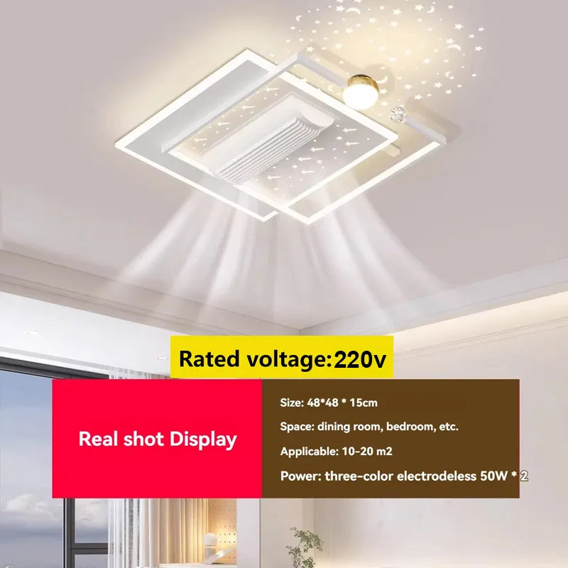 LED Bladeless Fan Light, Living Room Light, Modern Minimalist Smart Remote Control, Master Bedroom Study Ceiling Light 110V/220V