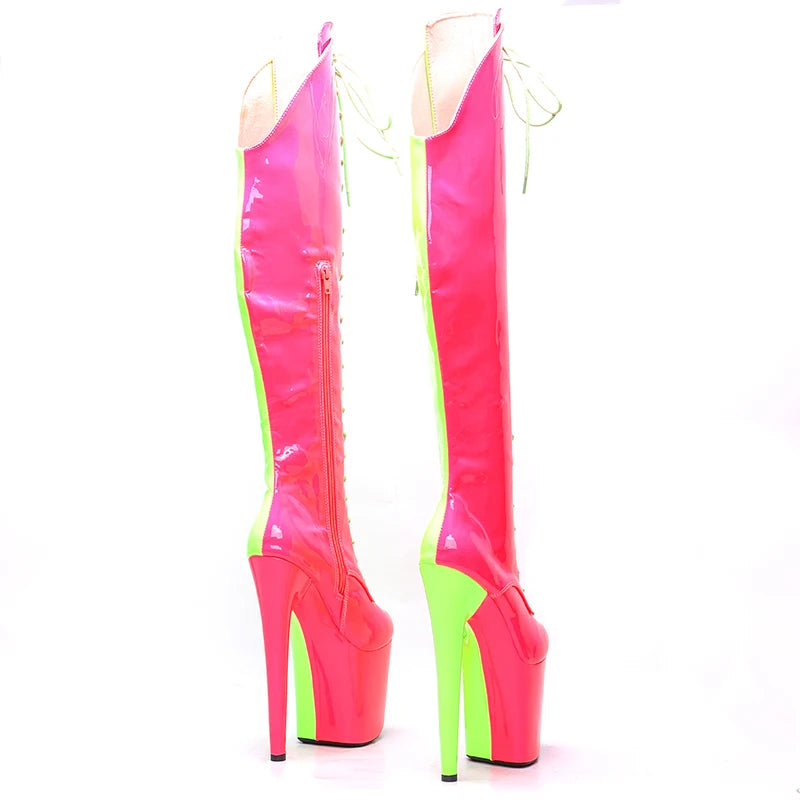Leecabe 20CM/8inches Two Color Patent Upper Fashion Lady High Heel Platform Pole Dance Boots