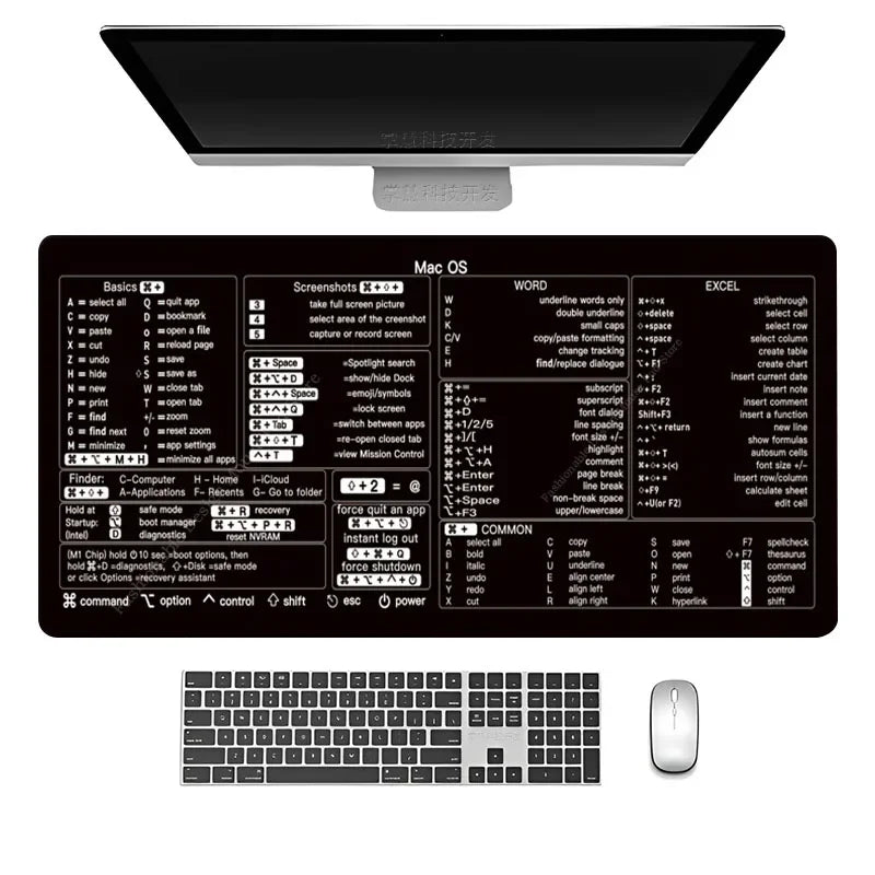 For MAC OS Cheat Sheet Mouse Pad Large For Word Excel Shortcuts Keyboard  Mat Office User Mousepad Candlestick Patterns Desk