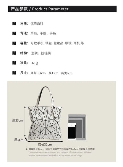 Luminous Bag Reflective Geometric Bags for Women 2024 Quilted Shoulder Bags Totes Female Handbags Bolsa Feminina Sac À Main