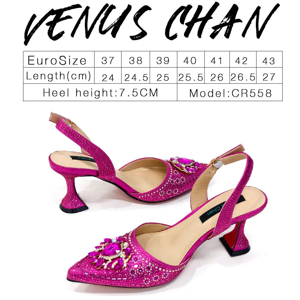 New Fashion Women's Summer Elegant High Heels Women's Sandals Luxury Wedding Italian Women's Party Shoes All Diamond
