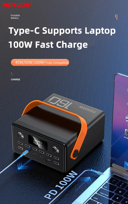 PD100W 160000mAh Power Bank Station Fast Charger Portable Emergency Charging External Battery for iPhone 15 Xiaomi Tablet laptop