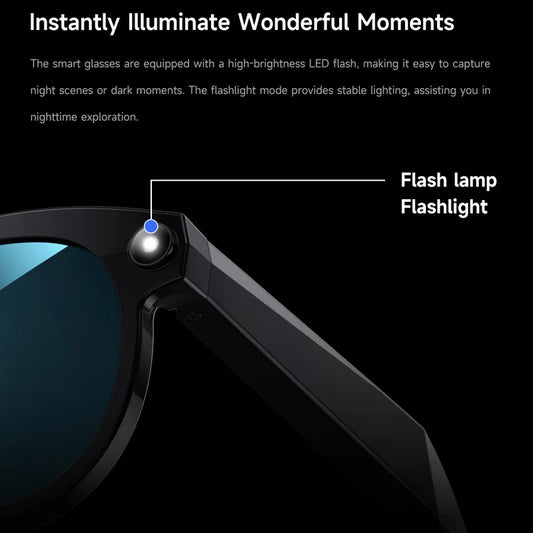 Lenovo Smart AI Glasses 1200MP 8K HD Color Changing Chat Translate Camera Bluetooth Call Voice Assistant Music Control Glasses