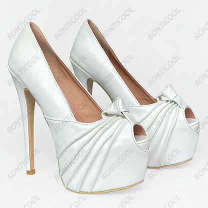 Ronticool New Fashion Women Platform Pumps Stiletto Heels Peep Toe Gorgeous Gold Party Shoes US Plus Size 5-20