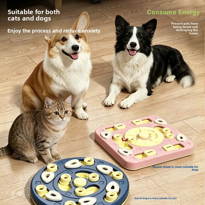 Multi Layer Sliding Pet Puzzle Slow Feeder Tray Snuffle Treat Maze Toy Anti Choke Prevent Bloating Relieve Boredom for Dogs Cats