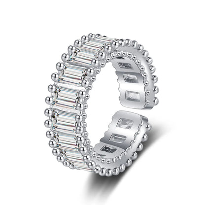 925 Sterling Silver Ring Heart AAA Zircon Open adjustable Engagement For Women Wedding Fashion Jewelry Party Gifts