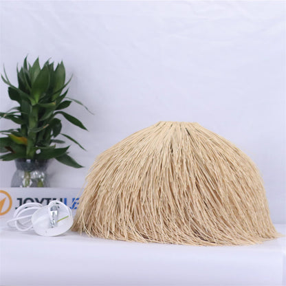 Japanese Wabi Sabi LED E27 Pendant Lights 50CM Rattan Straw Hat Chandelier Retro B&B Suspend Lamp Retro Raffia Decor Droplight