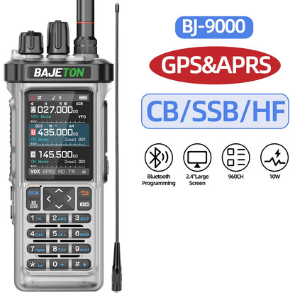 BAJETON BJ-9000 GPS APRS Walkie Talkie 10W CB/SSB/HF 27MHZ Long Range NOAA ShortWave For RT-950PRO RT-950 Ham Two Way Radio