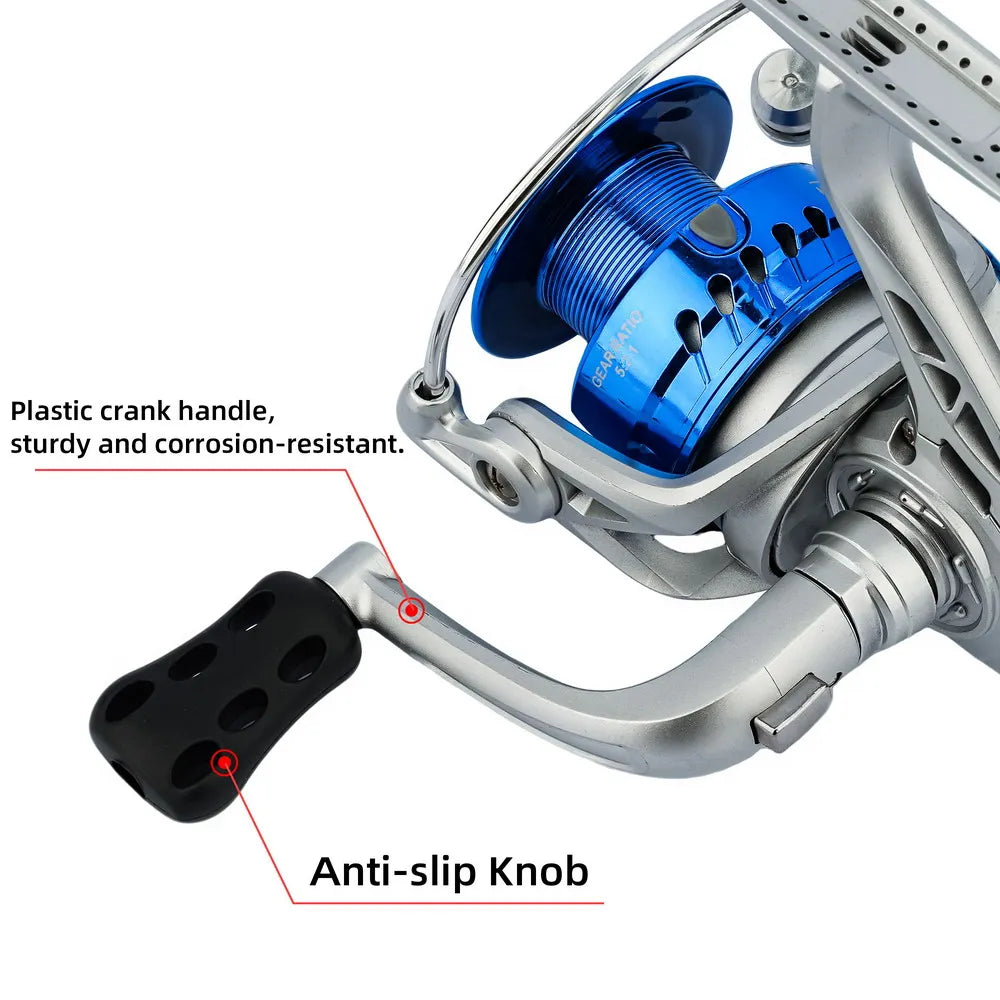 AB Spinning Reel,Saltwater Freshwater Fishing Reel,10kg Max Drag,5.2:1 Gear Ratio,With Metal Spool&Fold Rocker
