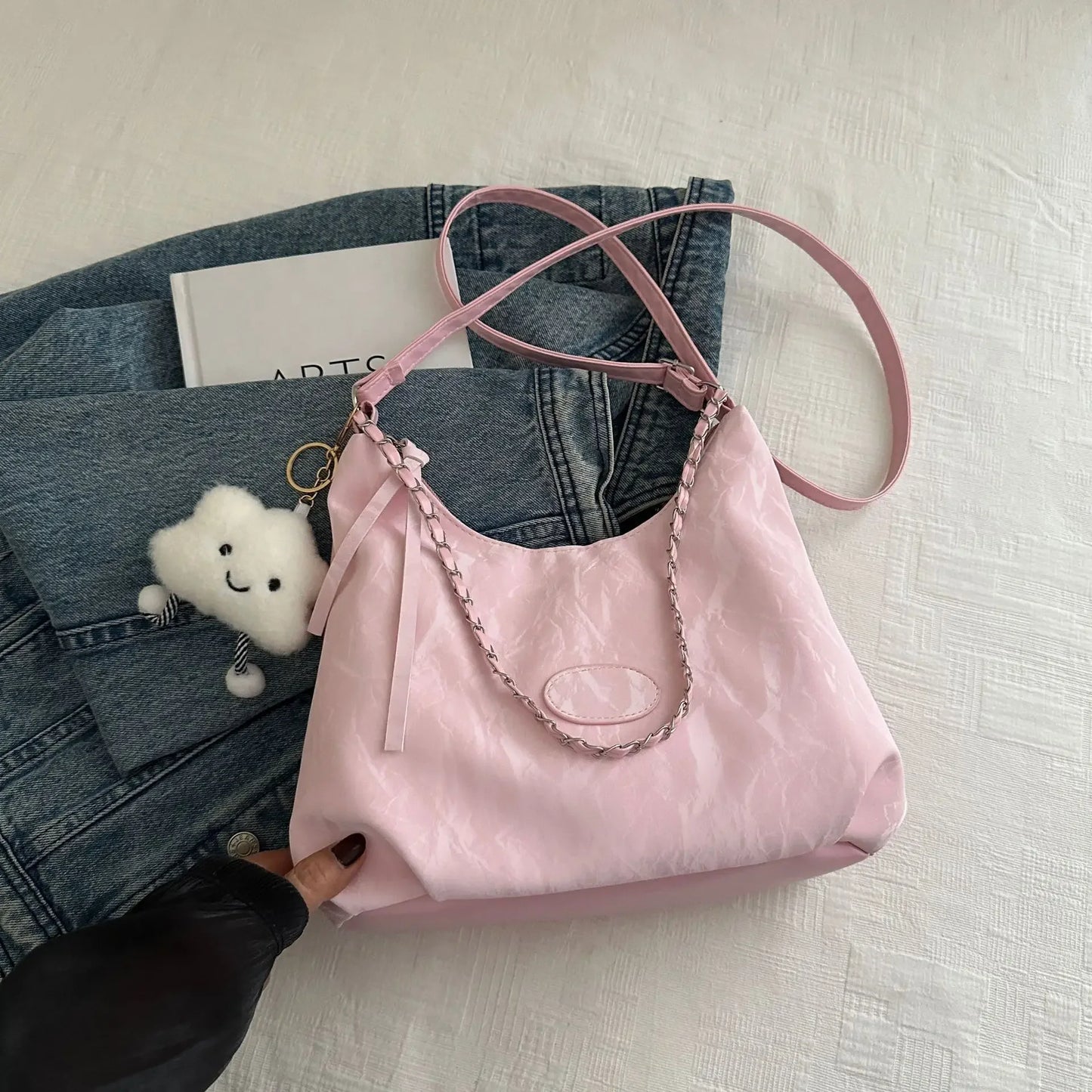 New Summer Chain Commuting Bag, Casual Student Soft Face Large Capacity Bag for Women, Fashion Single Shoulder Crossbody Bags