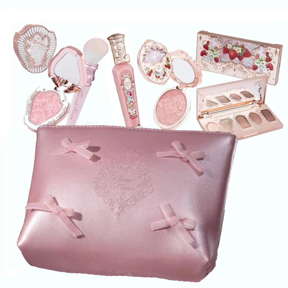 Flowerknows Makeup Set Gift Kit Shimmer Full Box Blush Long Lasting Velvet Lip Cream with Bag Kit De Maquiagem