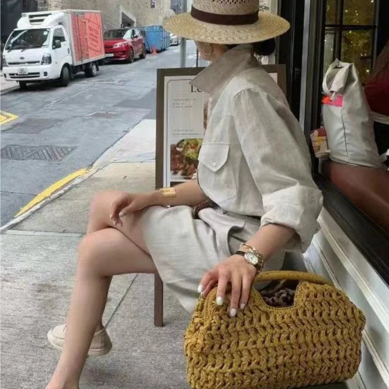 New Summer Beach Bag for Women Clutch Bag Luxury Designer Straw Bags Tote Handbag Fashion Woven Rattan Bags Female Travel Purse