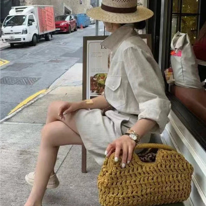 New Summer Beach Bag for Women Clutch Bag Luxury Designer Straw Bags Tote Handbag Fashion Woven Rattan Bags Female Travel Purse