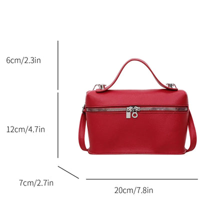 Fashionable Light Luxury Solid Color Box Bag Litchi Pattern Portable Carrying Crossbody Bag Daily Commuting Versatile Square Bag