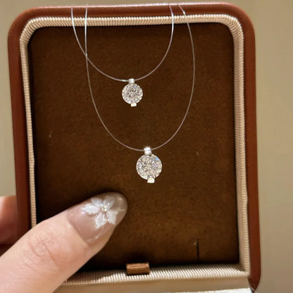 IGOTOS 0.5-5CT Moissanite Pendant Necklace Women  Certified 925 Sterling Silver Transparent Fishing Line Choker Chain Jewelry