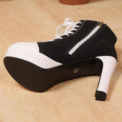 Luxury Designer Women Boots Fashion High-top Canvas Shoes Side Zip High-heel Ankle Boots Casual Platform High-heeled Boots Botas