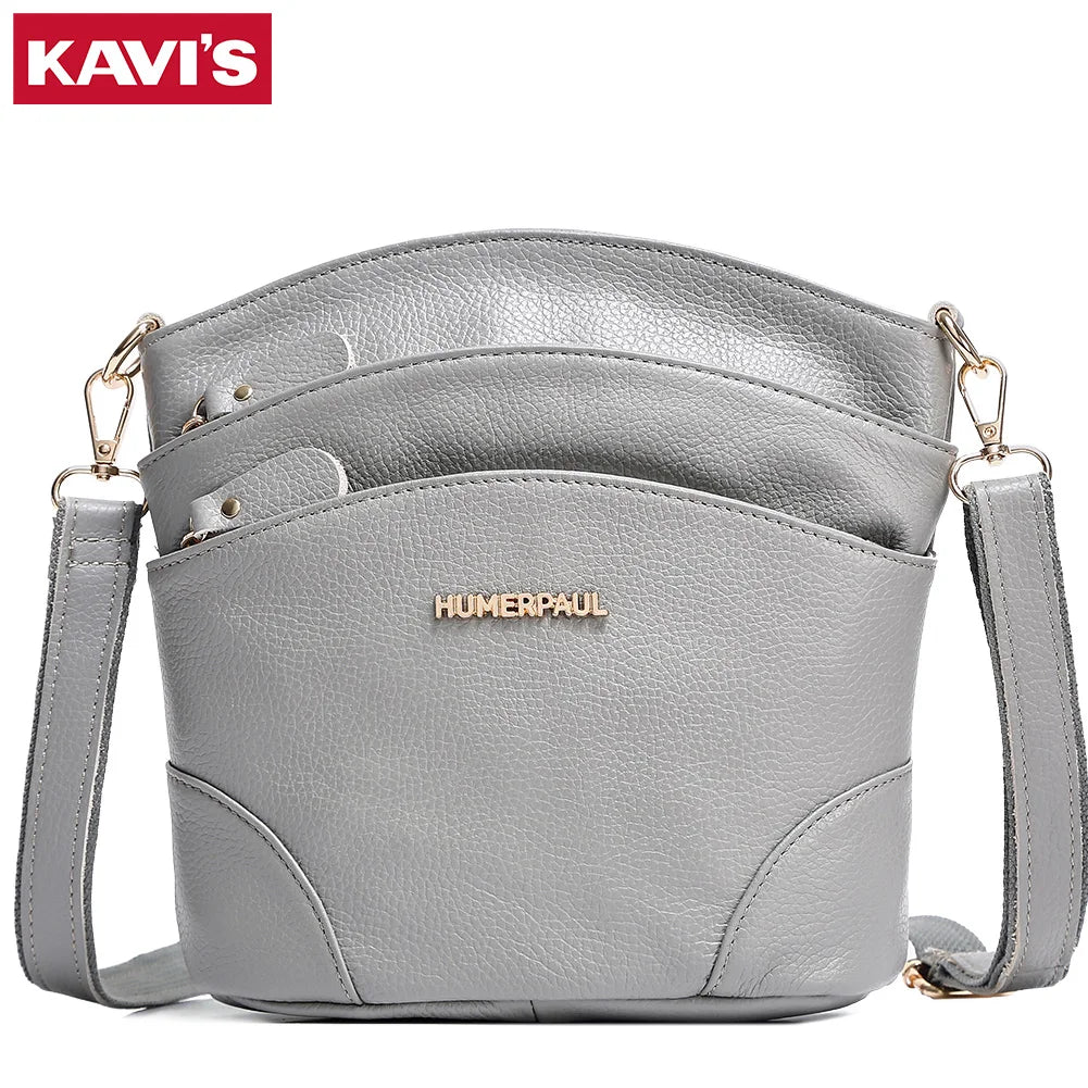 100% Genuine Leather Women Messenger Bags Casual Cell Phone Purse with Adjustable Strap Multiple Pockets Crossbody Shoulder Bag