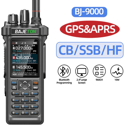 BAJETON BJ-9000 GPS APRS Walkie Talkies 10W CB 27Mhz Receive Bluetooth Programming Long Rang NOAA VOX RT-950 RT-950PRO Ham Radio