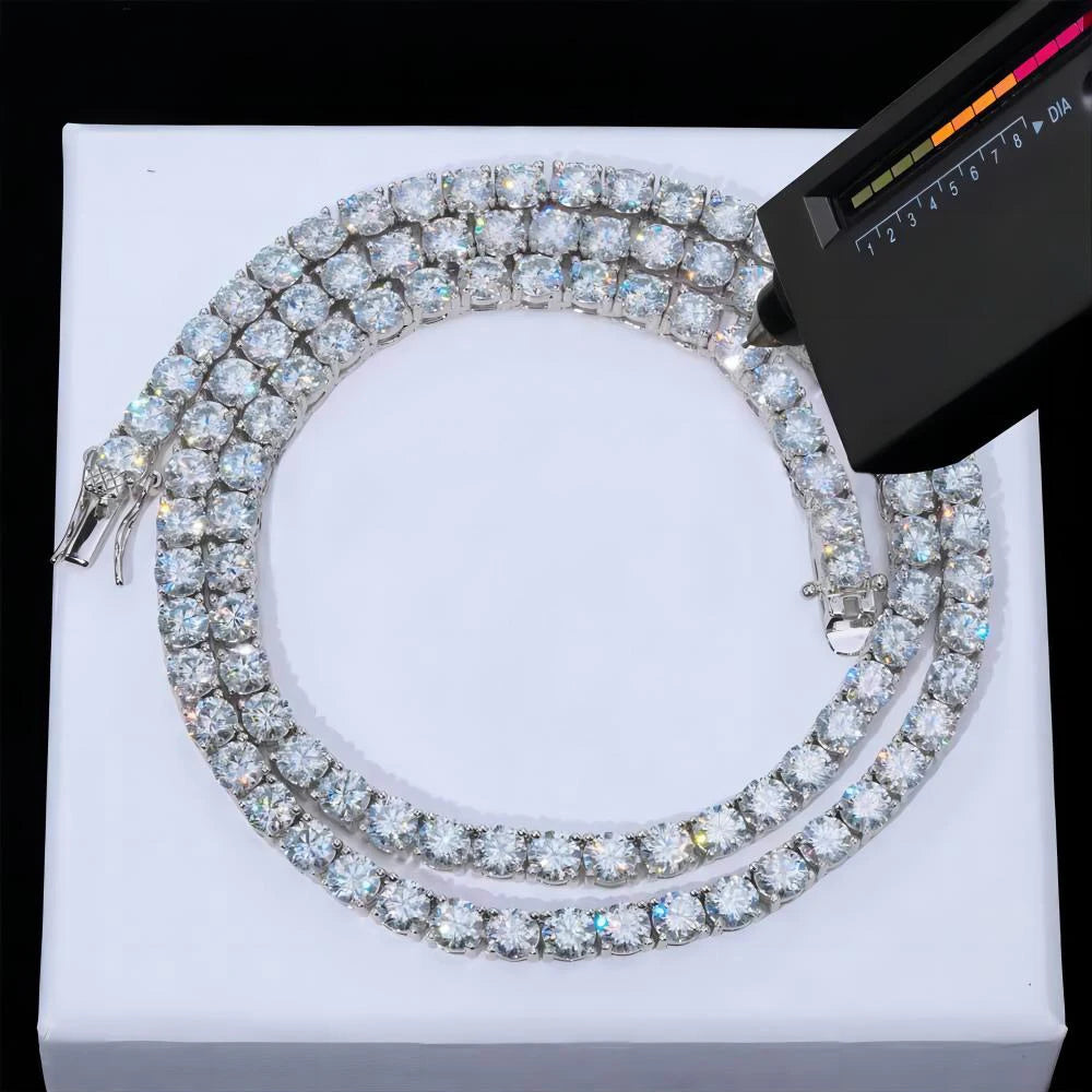 NUOYA Hip Hop Moissanite Tennis Necklace Ice Out VVS1 Diamond Chain Sparkling Jewelry Luxury Gifts for Men and Women